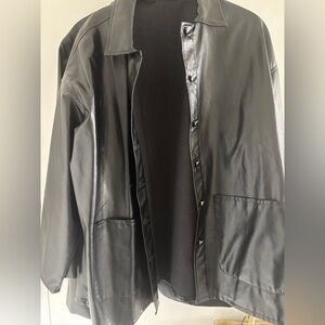 Oversized Black Leather Women's Jacket